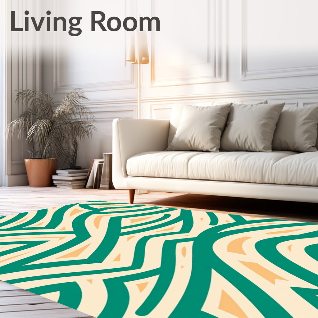 Emerald Green Abstract Wavy Dunes Rug
