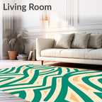 Emerald Green Abstract Wavy Dunes Rug