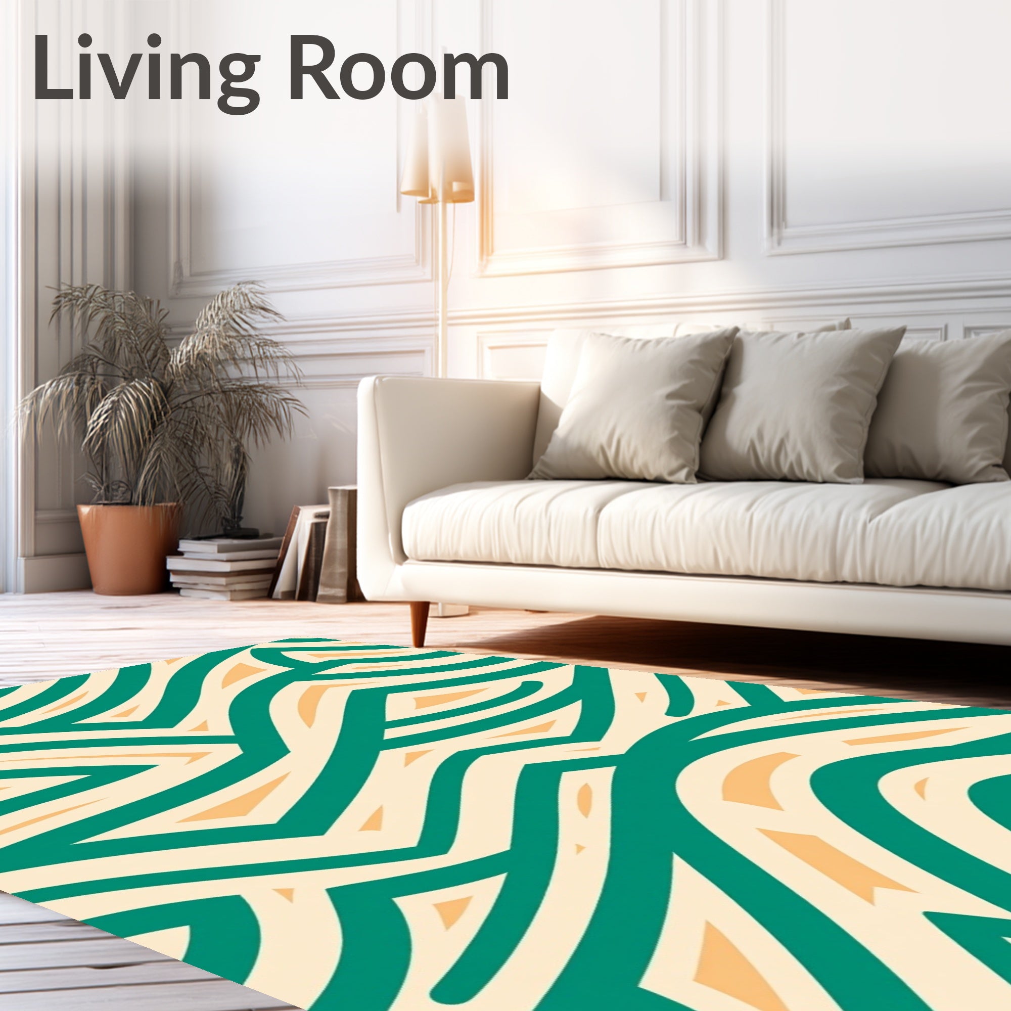 Emerald Green Abstract Wavy Dunes Rug