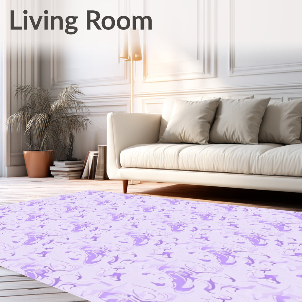 Lavender Swirl Abstract Watercolor Rug