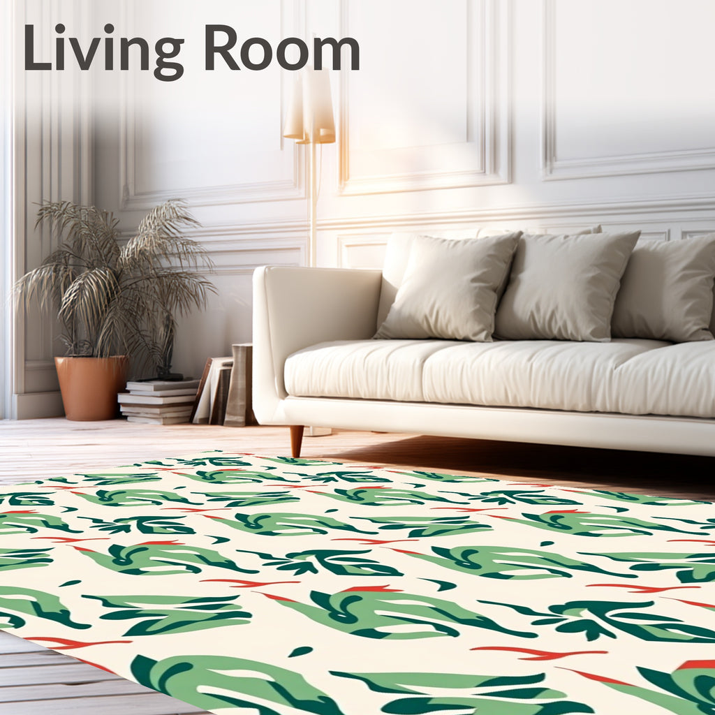 Abstract Green Red Animal Flow Rug