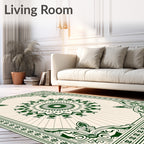 Dark Green Sunburst Mandala Medallion Rug