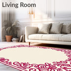 Crimson Floral Vine Border Rug