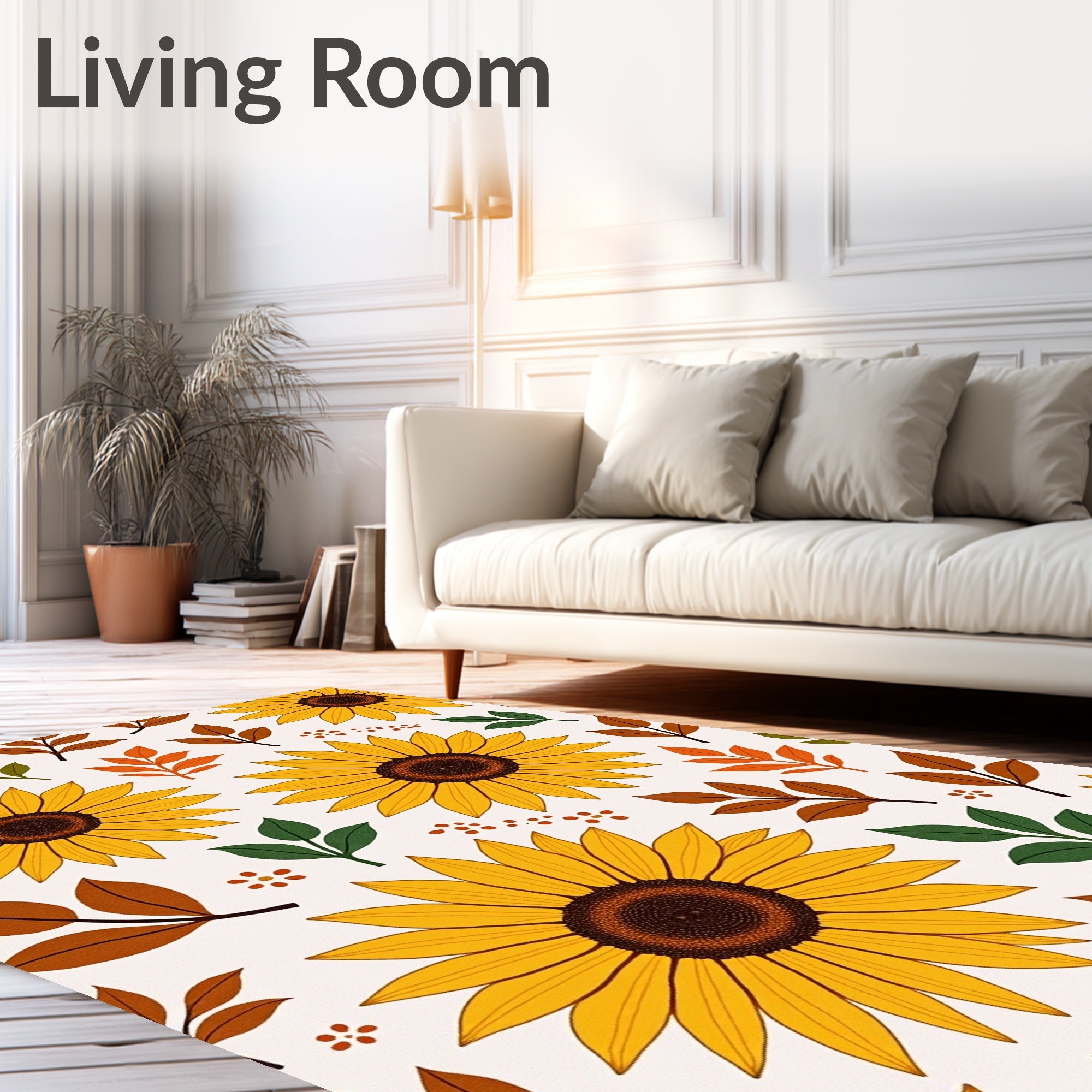 Golden Sunflower Autumn Leaf Arrangement Rug