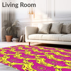 Vibrant Magenta Yellow Organic Flow Rug