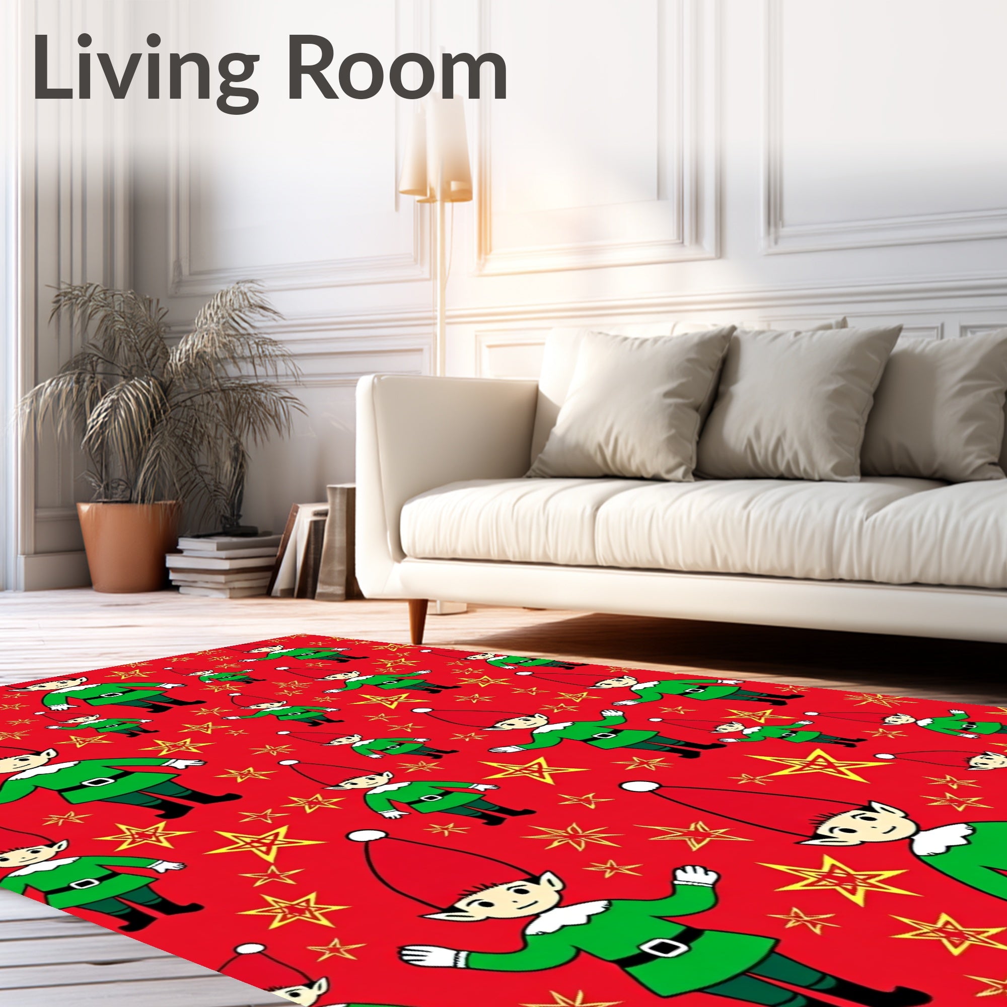 Festive Red Elf Star Shower Rug