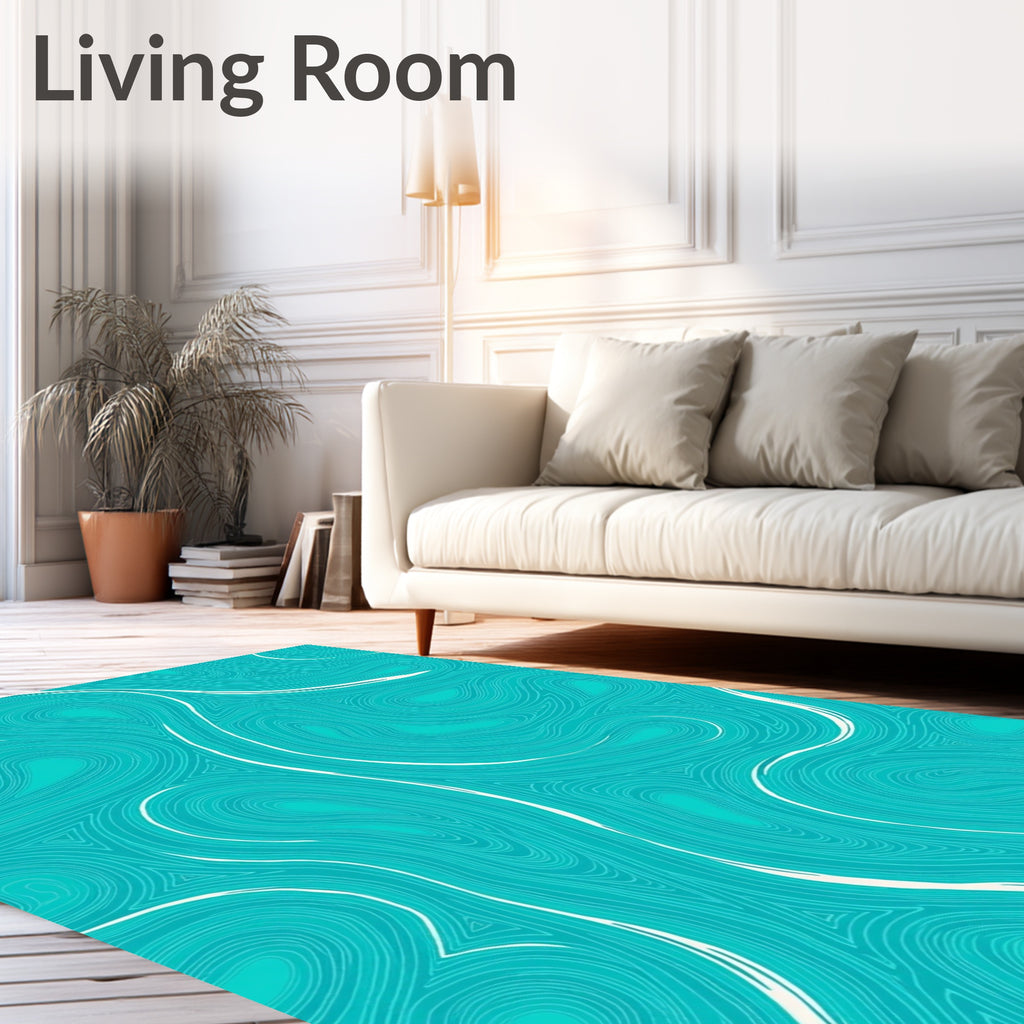 Aqua Swirl Ocean Current Rug