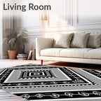 Monochrome Geometric Diamond Tribal Rug