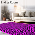 Bold Pink Geometric Maze Composition Rug