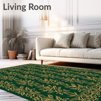 Emerald Gold Ornate Floral Frame Rug