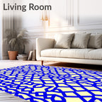 Electric Blue Lattice Geometric Rug