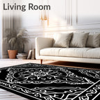 Monochromatic Celestial Starburst Mandala Rug