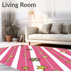 Pink White Striped Starflake Meadow Rug