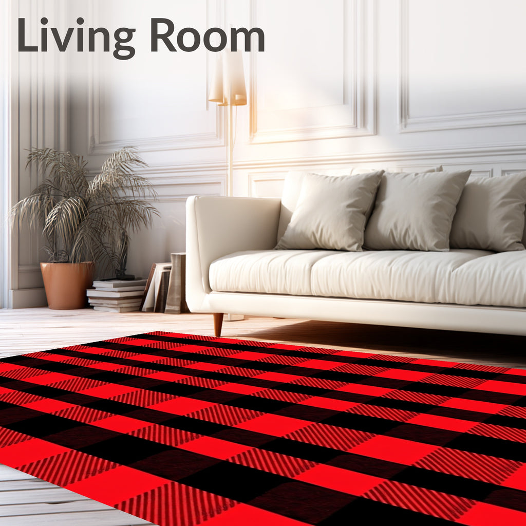 Red Black Buffalo Check Textile Rug