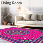 Vibrant Pink Symmetrical Mandala Rug