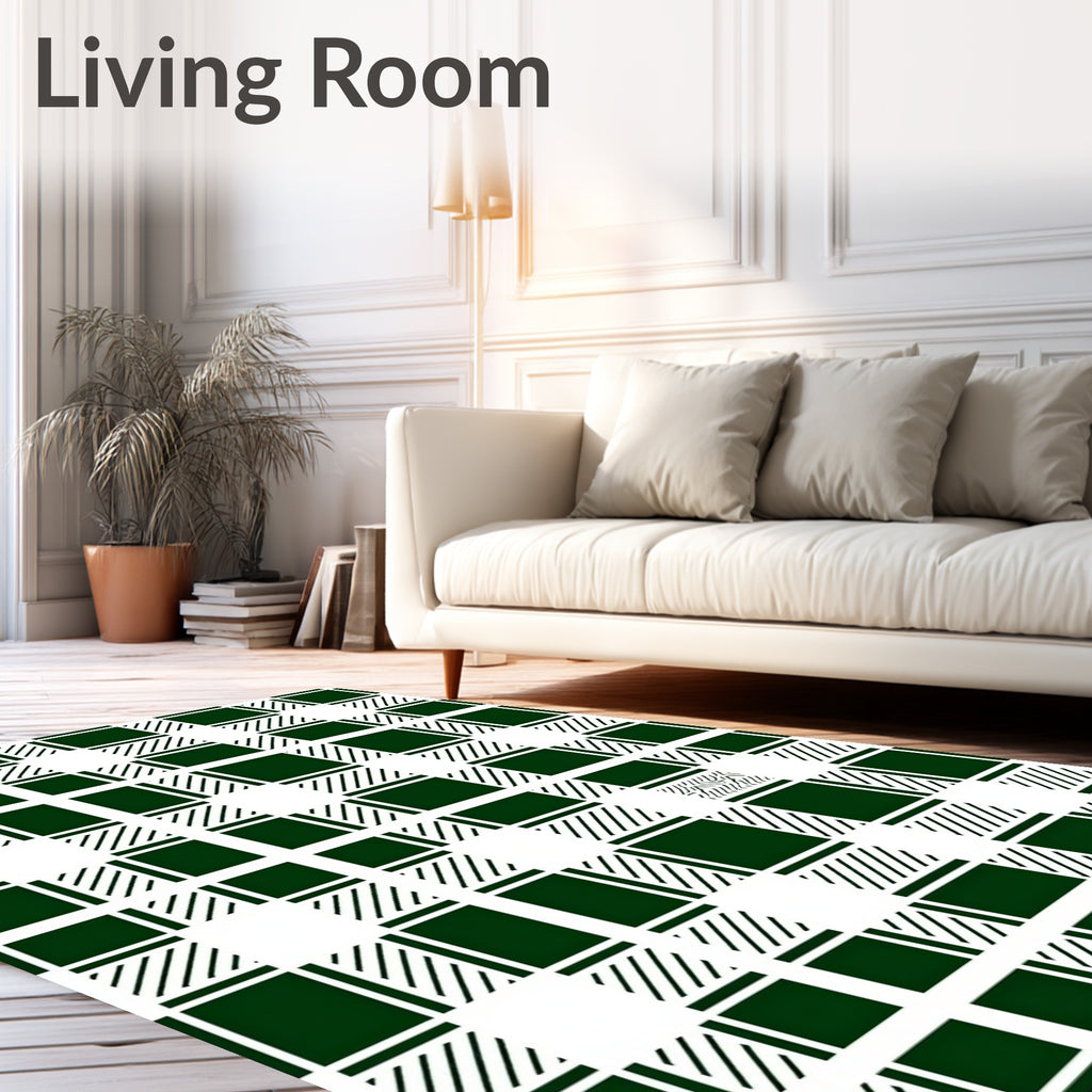 Forest Green White Buffalo Check Rug