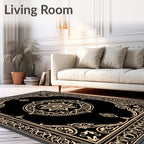 Black and Gold Ornamental Mandala Rug