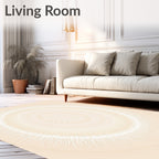 Golden Sunburst Medallion Beige Rug