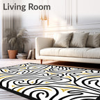 Black Gold Swirl Abstract Triangle Rug