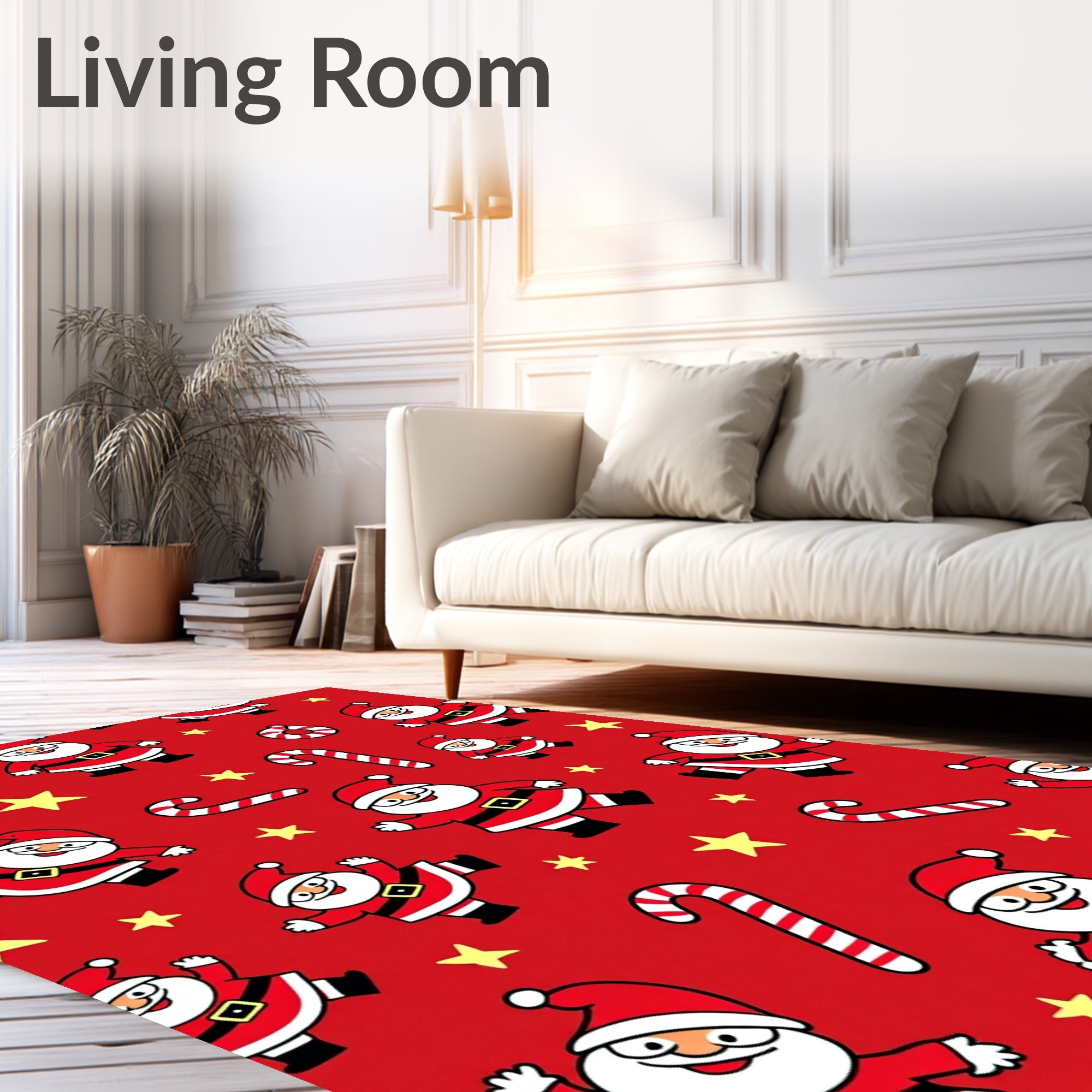 Festive Santa Candy Cane Star Rug