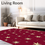 Crimson Golden Starburst Scatter Rug