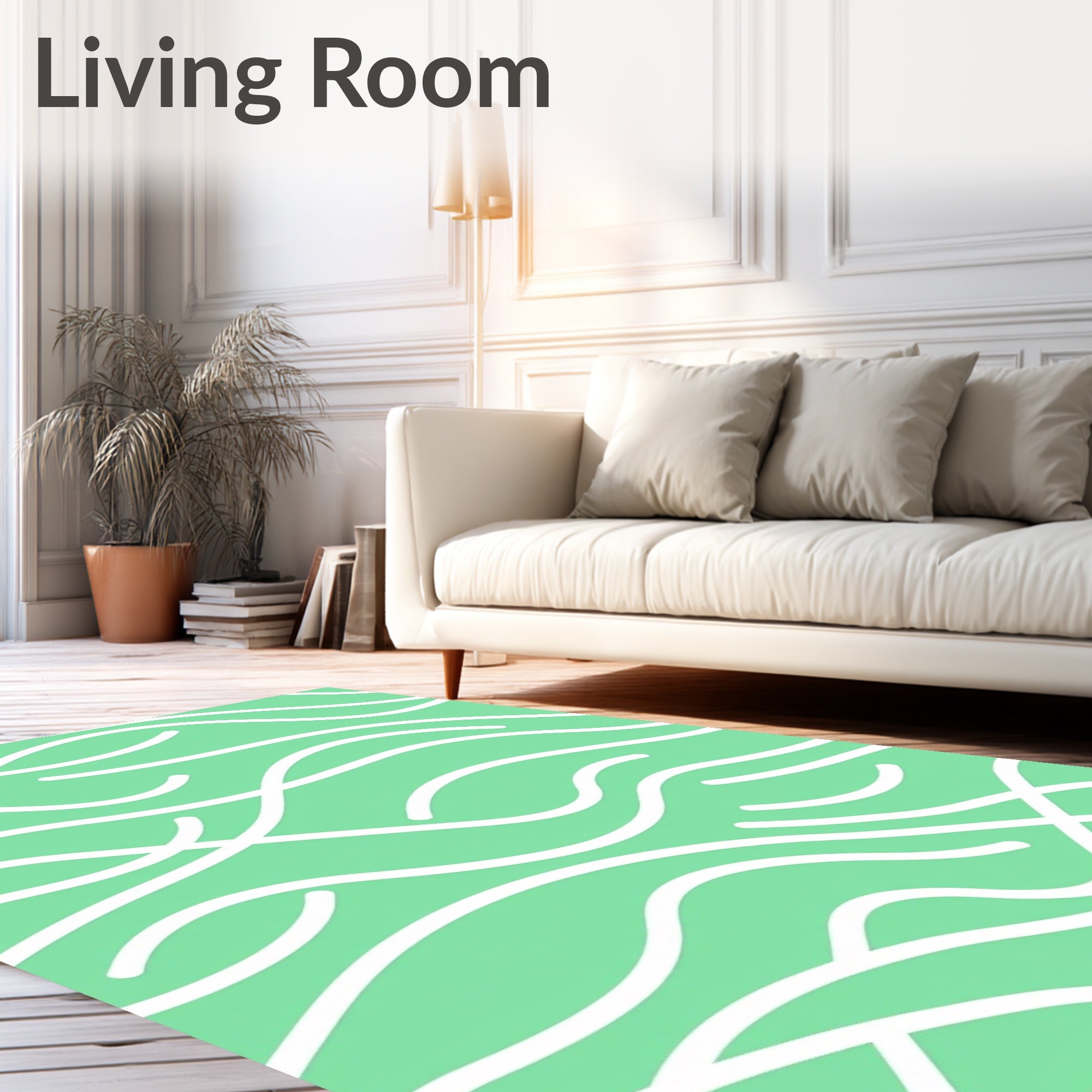 Mint Green Abstract Swirls Rug