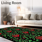 Bold Red Floral Botanical Garden Rug