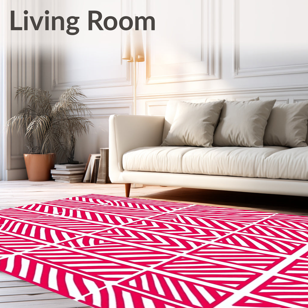 Bold Red Diagonal Stripe Blocks Rug