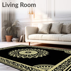 Golden Black Intricate Mandala Frame Rug