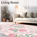 Delicate Pink Rose Floral Botanical Rug