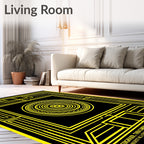 Black Yellow Geometric Concentric Circle Rug