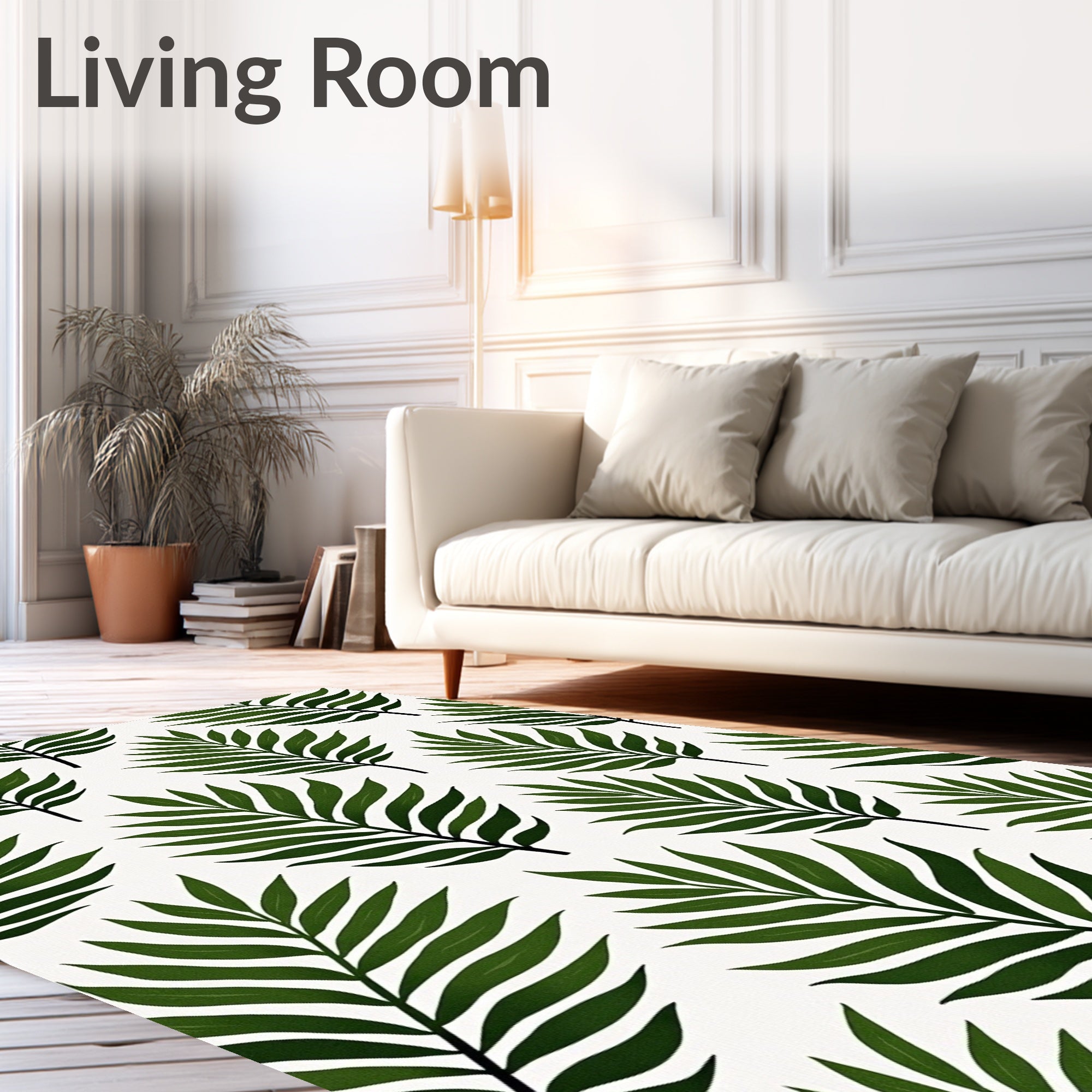Emerald Green Palm Frond Repeat Rug