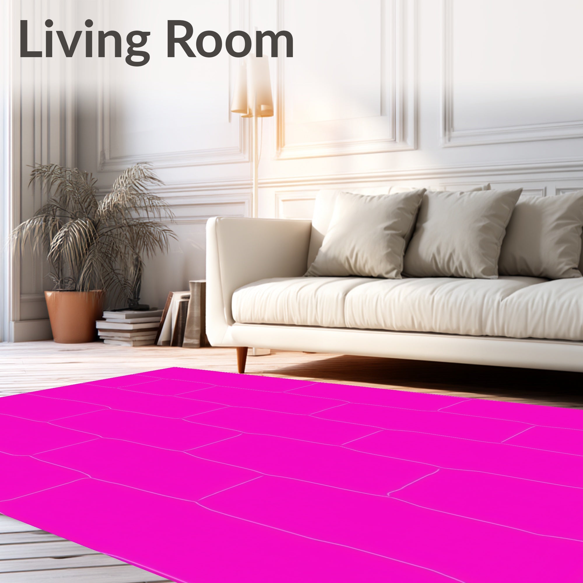 Vibrant Pink Organic Grid Rug