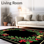 Festive Red Berry Holly Garland Rug