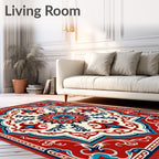 Vibrant Crimson Floral Medallion Rug