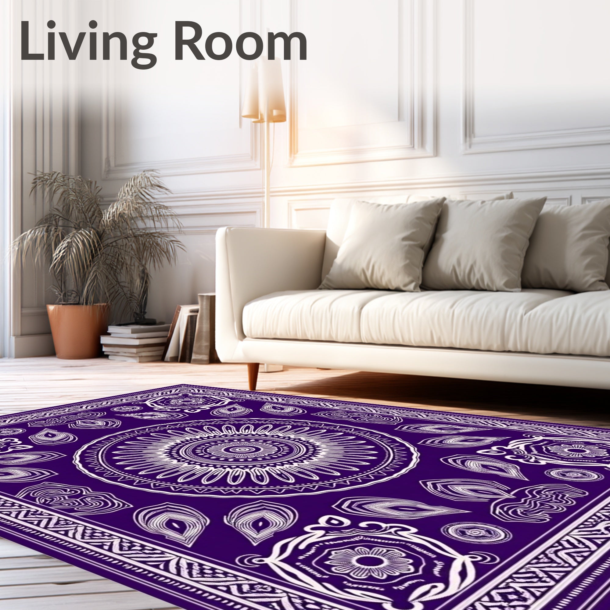Regal Violet Medallion Mandala Rug