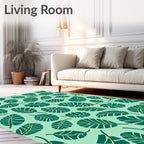 Tropical Green Leafy Meadow Rug