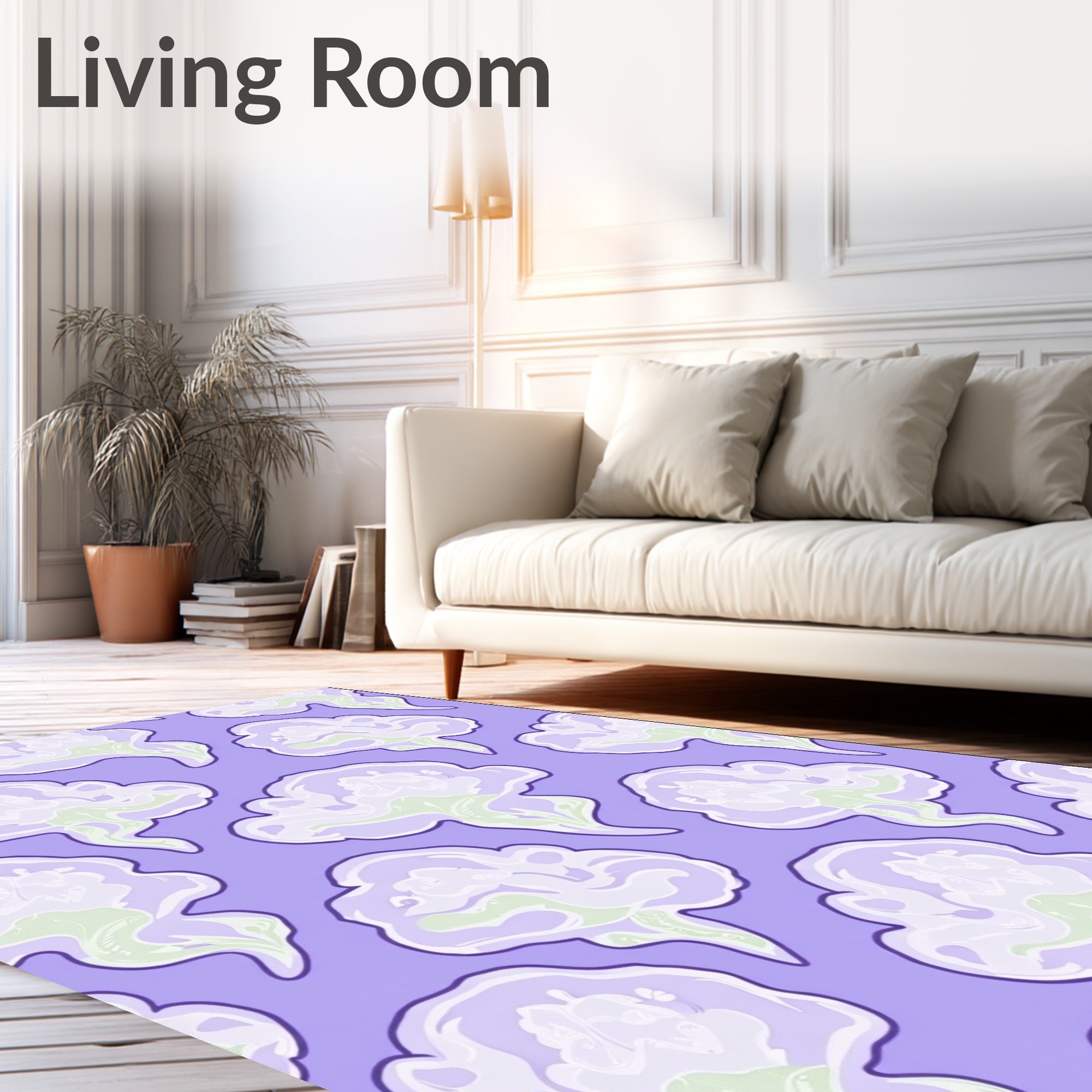Pastel Purple Cloud Overlapping Swirls Rug