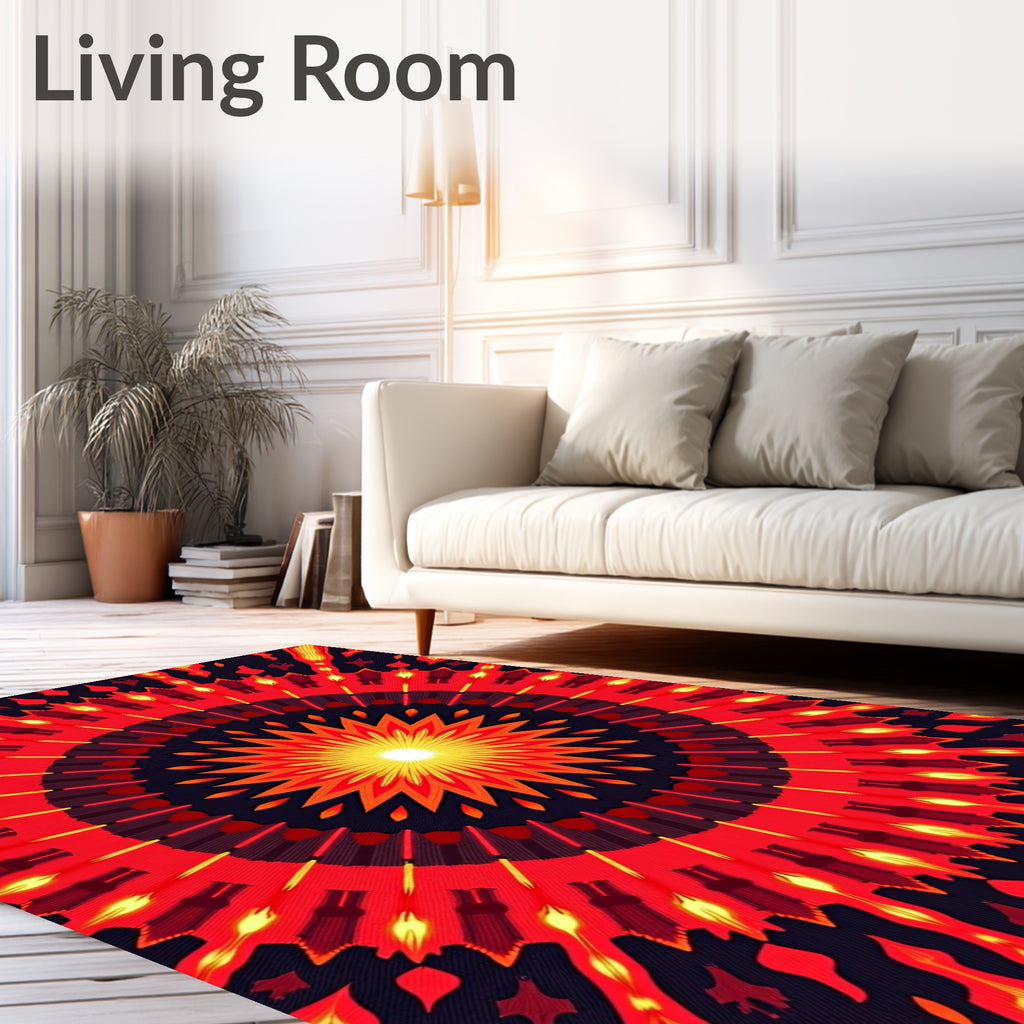 Fiery Sunburst Mandala Radiance Rug