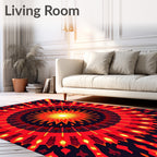 Fiery Sunburst Mandala Radiance Rug