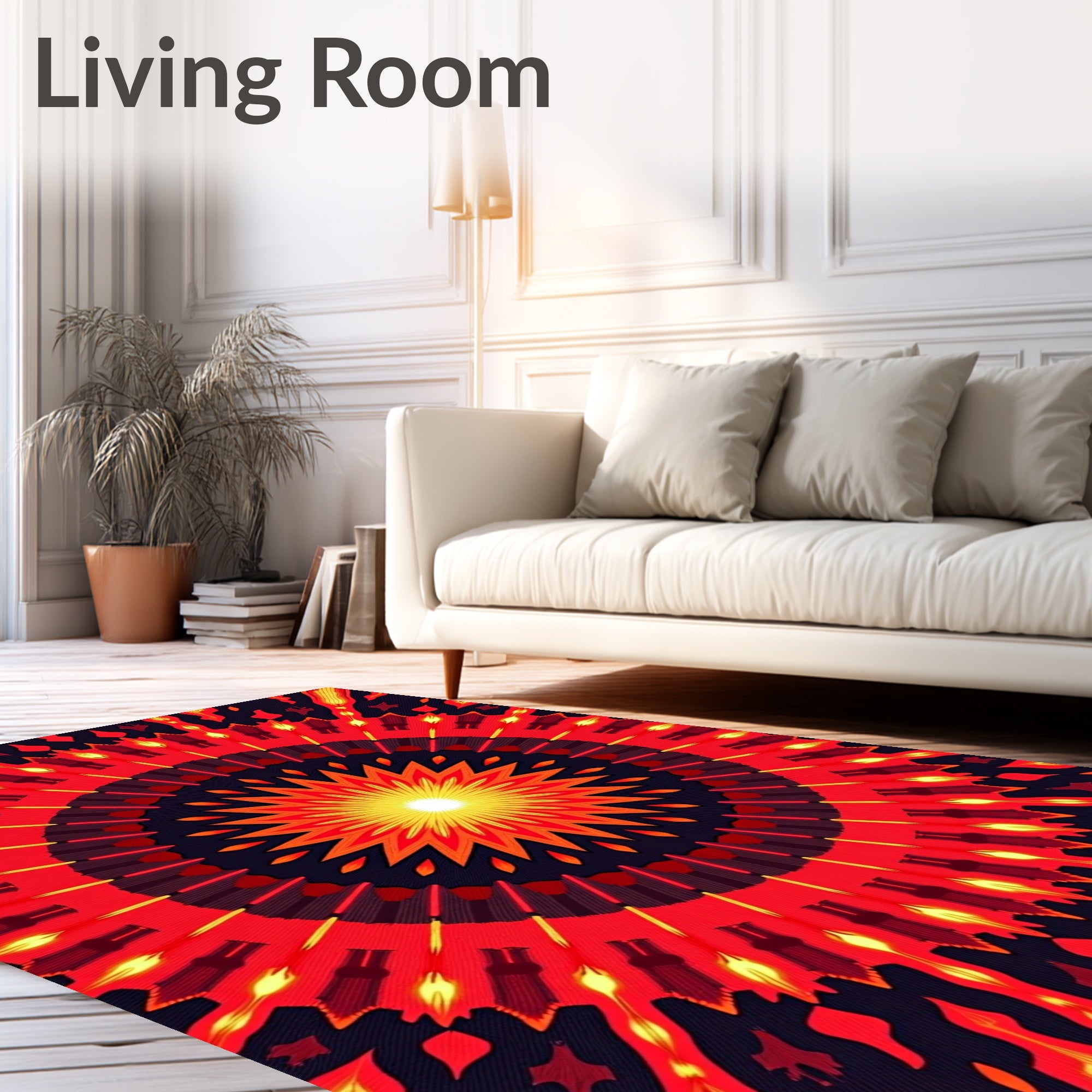 Fiery Sunburst Mandala Radiance Rug