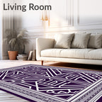 Deep Purple Geometric Art Deco Lines Rug