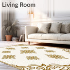 Ornate Gold Floral Medallion Frame Rug