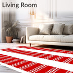 Crimson White Striped Vertical Bands Rug