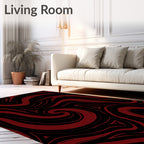 Crimson Swirl Abstract Lines Rug