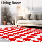Bold Red Houndstooth Geometric Rug
