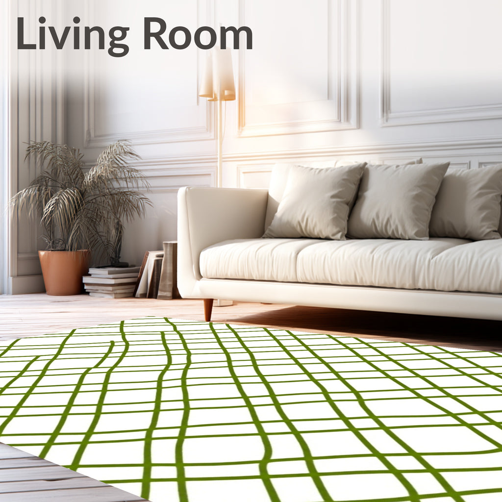 Green Scribbled Intersecting Lines Rug
