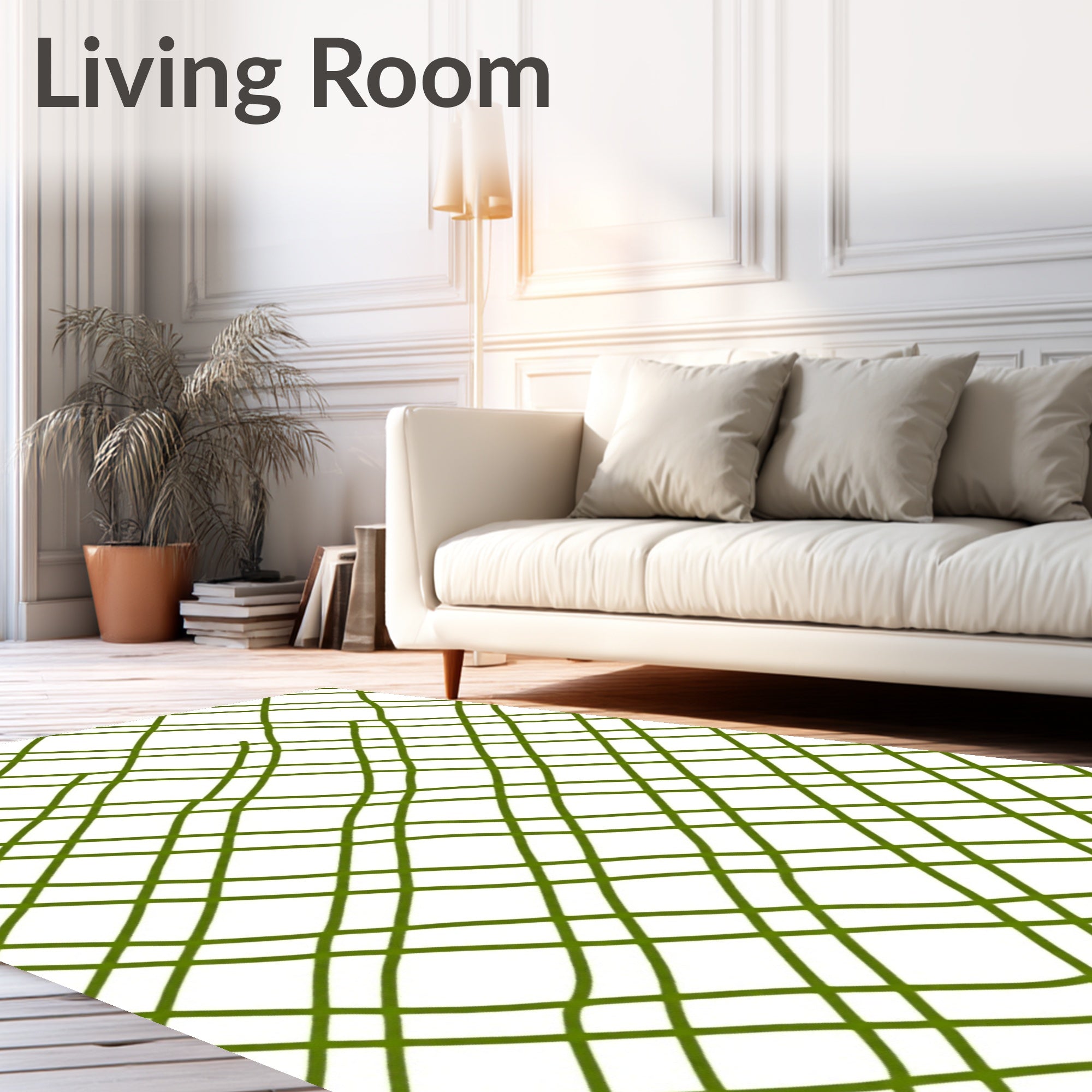 Green Scribbled Intersecting Lines Rug