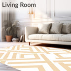 Beige Geometric Maze Lines Rug