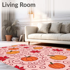 Orange Pumpkins Red Maple Swirls Rug